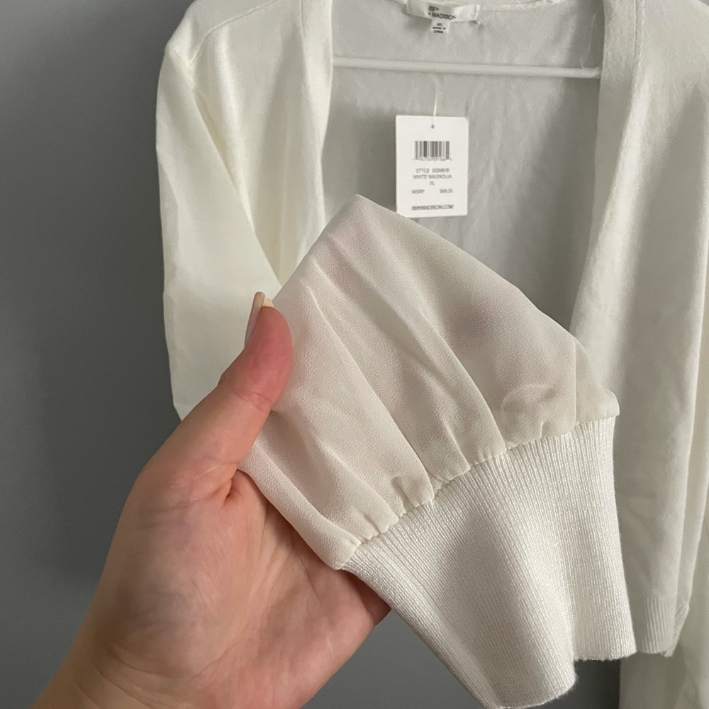 NWT 89 th+ Madison white magnolia cardigan008 - Picture 5 of 6